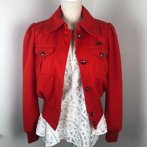Red Military-Style Jacket Size S